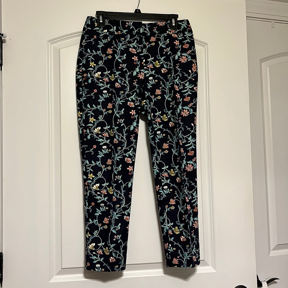 LOFT Floral Navy Pants